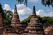 Ayutthaya, Thailand. Wat Phra Ram, A series of chedi located north of the west viharn. 